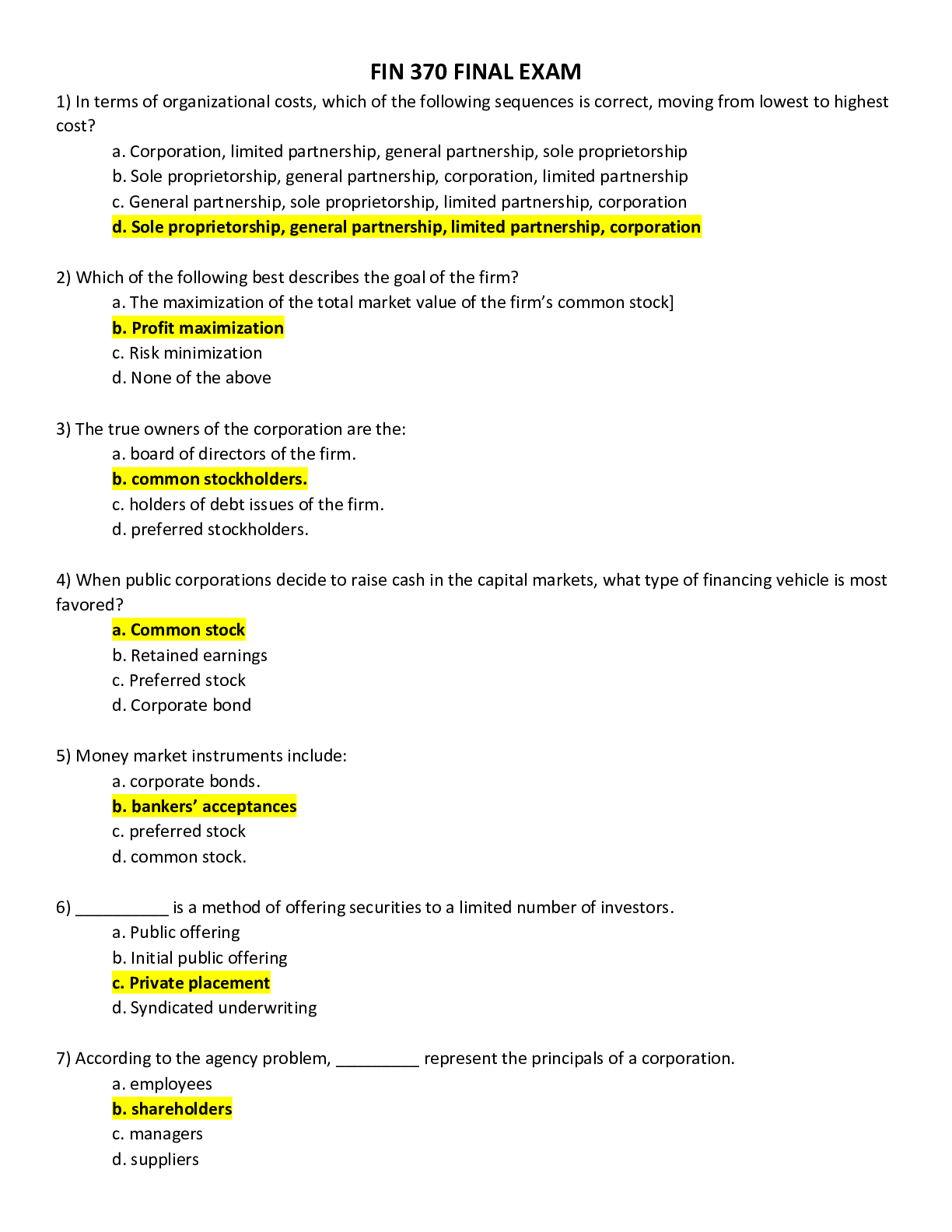 Preview of FIN370 FINAL EXAM